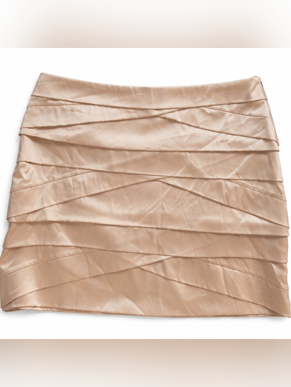Diane von Furstenberg Silk Ruched Mini Skirt Size 12 Champagne Blush